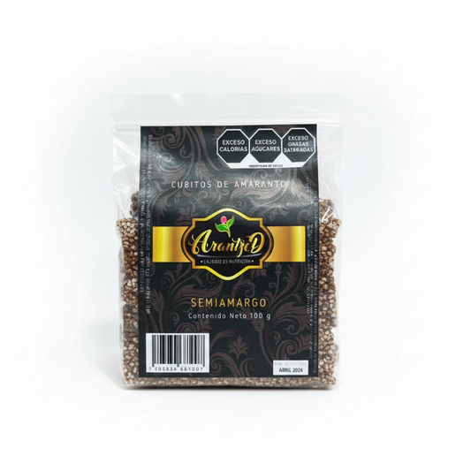 Cubo de amaranto sabor chocolate semiamargo 100g