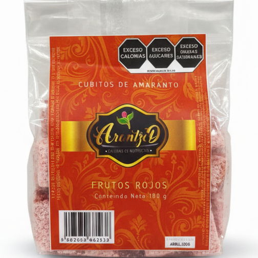 Cubo de amaranto sabor frutos rojos 100g