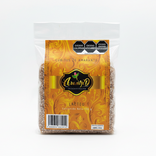 Cubo de amaranto sabor chocolate lácteo 100g